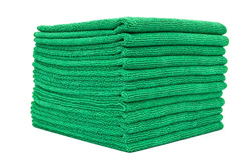 The Rag Company - All-Purpose Microfiber Terry Cleaning Towels - Commercial Grade, Highly Absorbent, Lint-Free, Streak-Free, Kitchens, Bathrooms, Offices, 300gsm, 16in x 16in, Green (12-Pack) - color: Green, size: 16in x 16in