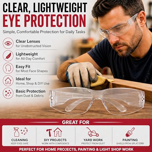 BISON LIFE Clear Safety Glasses for Men & Women, ANSI Z87.1 Certified,12Pk - color: Clear/Clear