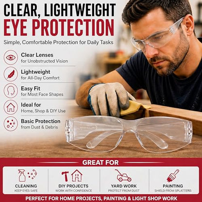 BISON LIFE Clear Safety Glasses for Men & Women, ANSI Z87.1 Certified,12Pk - color: Clear/Clear