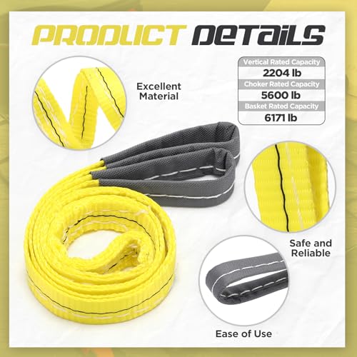 4 Pcs Lift Sling Straps, Yellow, 1'' X 4',6171lb - color: Yellow, size: 1'' X 4',6171lb