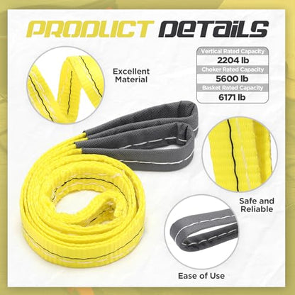 4 Pcs Lift Sling Straps, Yellow, 1'' X 4',6171lb - color: Yellow, size: 1'' X 4',6171lb