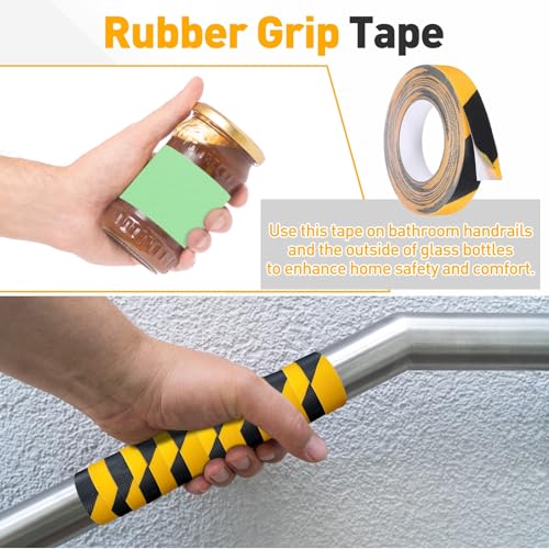 uxcell 2pcs Rubber Grip Tape,1"x33ft Non-Slip Tape w Grip Tape,Yellow/Black - color: Yellow, Black, size: 1 in x 33 ft