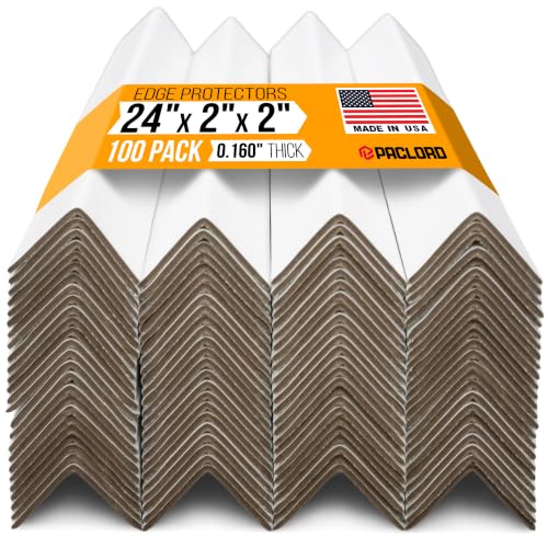24" x 2" x 2" Reinforced Cardboard Edge Protectors, White (Pack of 100) – 0.16" Thick Heavy-Duty Cardboard Corner Protectors for Shipping – American Quality V-Board Pallet Edge Guard - color: Thickness: 0.16", size: Pack of 100