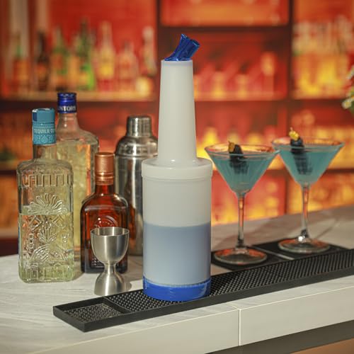 Restaurantware Plastic Storage Container Bottle, Quick Pour, 1 qt - color: Blue, size: 32 Ounces