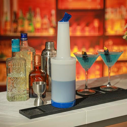 Restaurantware Plastic Storage Container Bottle, Quick Pour, 1 qt - color: Blue, size: 32 Ounces
