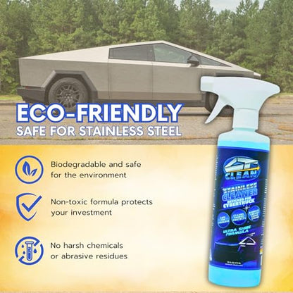 Ultra Shine Waterless Stainless Steel Cleaner & Wash for Tesla Cybertruck – High-Gloss, Removes Grease & Fingerprints, Eco-Friendly (16 Fl. Oz.)