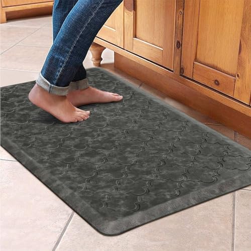 WISELIFE Kitchen Mat, Cushioned Anti Fatigue Floor Mat, 17.3"x28" Grey - color: Grey, size: 1'5" x 2'4" (Rectangular)