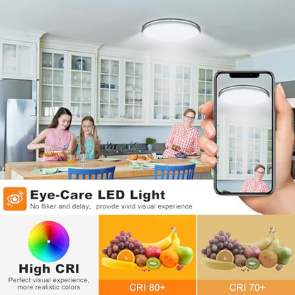 33 Inch Oval Black Ceiling Light Fixture for Living Room - 33” Black LED Flush Mount Ceiling Lamp 3000K/4000K/5000K LED Kitchen Bathroom Light 40W 2500LM - color: Black, size: 33 inch - 1 Pack