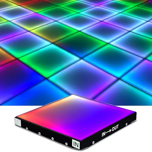 Dance Floor Stage Lights Tempered Glass Infinity Mirror Panel 3D Effect Led Dance Floor for Wedding Party Customizable (RGB-Magnetic, 64PCS(13.1fFTX13.1FT)) - size: 64PCS(13.1fFTX13.1FT), style: RGB-Magnetic