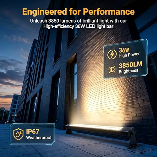 72W LED Wall Washer Light 40Inch IP67 5000K 120V Plug-in Outdoor Light 2pcs - color: 5000K Daylight White-2pack