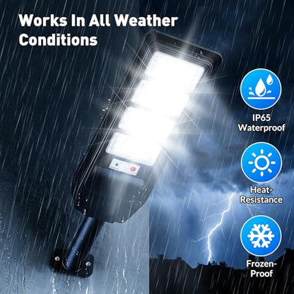 Solar Street Lights Outdoor Waterproof, 18000LM 6500K LED Solar Flood Lights with Motion Sensor, Dusk to Dawn Solar-Powered Light for Outside, Security Lights for Parking Lot Yard Driveway, 6-Pack - size: 6-Pack