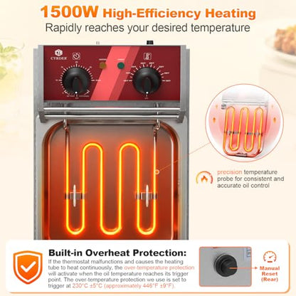 Commercial Electric Fryer with Timer 10L /10.5QT UL-Certified 1500W