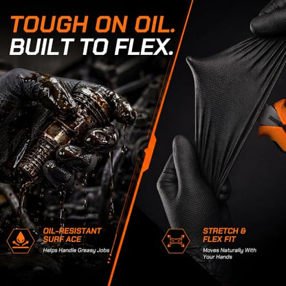 Nitrile Gloves HEAVY DUTY 10 Mil Rubber Black Mechanic Gloves Medium - size: Medium