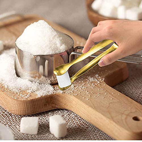 JCREN 12 Pcs Serving Tongs, Small Serving Utensils for Parties Catering Gold Tongs, Small Stainless Steel Mini Appetizer Tongs for Tea Party Coffee Bar, 4 Inches - Gold - color: Gold - 4 Inch