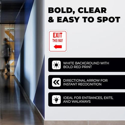 EXIT THIS WAY DIRECTIONAL UPWARD ARROW RED Aluminum Composite Outdoor Sign 20" x24" - color: Upward, size: 20" x24"