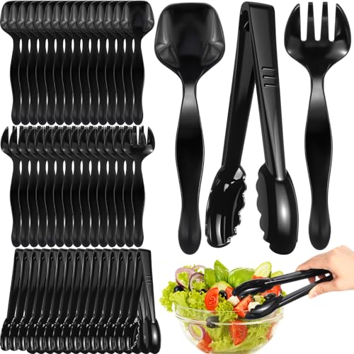 Patelai 48 Pcs Plastic Serving Utensils Disposable Serving Spoon Fork Tong