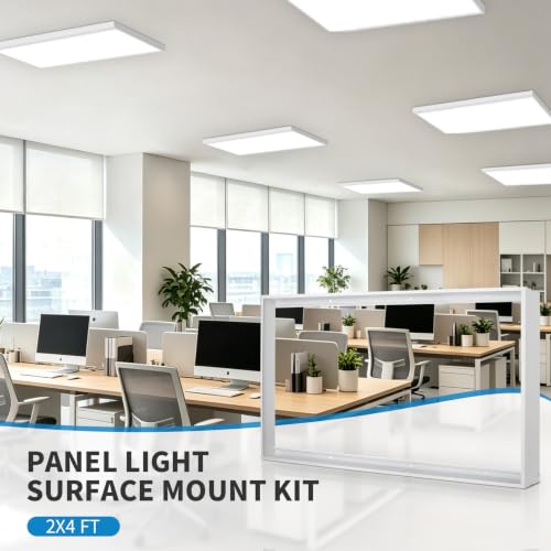 2 Pcs 4x2FT Aluminum Surface Mount Kit for LED Flat Panel Light, Surface Mounting Bracket Kit, 48"x 24" Ceiling Light Frame, Good for Panel and Drop Ceiling Troffer Light Fixtures - color: 2*4, size: 2 Pack