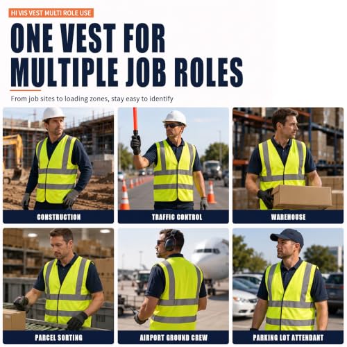 AYKRM 12 colour High visibility viz vest hi vis viz reflective work construction safety vest (XS-8XL) - color: Yellow, size: XX-Large
