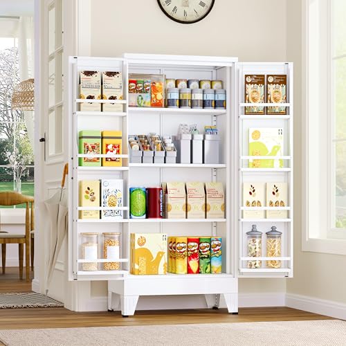 GAIOUS Metal Kitchen Pantry Cabinet, Food Storage Cabinets White Cupboard - color: White, size: 13.78"D x 27.56"W x 47.24"H