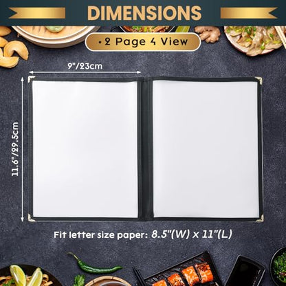 25 Pack 8.5 x 11 Inch Menu Covers, (2 Page 4 View) - size: 8.5" x 11", 2 Page 4 View