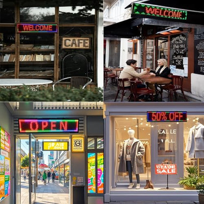 P10 Programmable LED SIGN 40"×8" Scrolling LED Display, High Brightness & IP65 Waterproof Indoor Outdoor Digital Signage led screen, Open Signs Welcome Sign for Store Business Advertising - size: P10 40*8 INCH