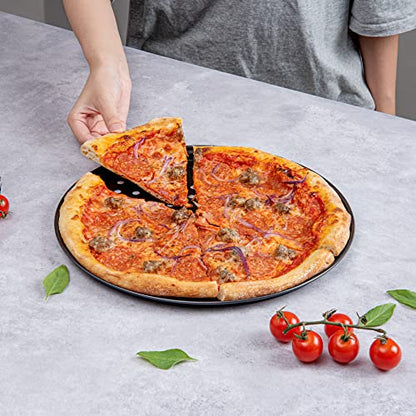 Restaurantware Met Lux 13 Inch Pizza Pan With Holes 1 Heavy-Duty Pizza Pan With Holes - Perforated Non-Stick Carbon Steel Pizza Crust Pan Keeps Pizza Fresh For Any Food Service Establishments - size: 13" (Pack of 2)