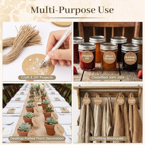 SallyFashion 120PCS Brown Round Gift Tags with String, 2 inches - color: Brown
