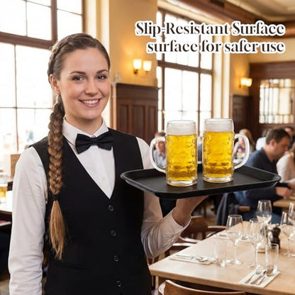 6 Pack 12x16 Inch Large Fast Food Trays Bulk Giant Heavy Duty Reinforced Plastic Serving Trays with Raised Edges Non-Slip Surface Stackable Commercial Grade for Restaurants Bars Cafeterias - size: 12x16 Inch
