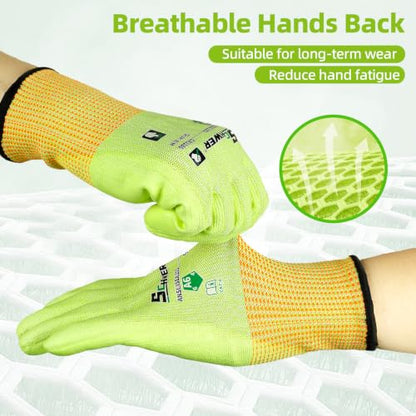 Schwer 12 Pairs ANSI A6 Cut Resistant Gloves, Breathable, CR3186, M - color: Yellow, size: Medium