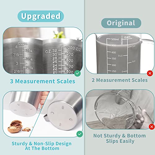 Newness 4 Cup Stainless Steel Measuring Cup, Metal Measure Cup, 32 Oz,1.0 L - size: 32 OZ (4 Cup, 1000 ML)