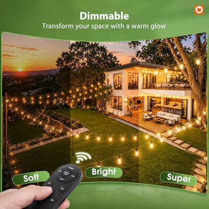 addlon 102FT Solar String Lights Outdoor, Waterproof,Dimmable, Last 20+ Hrs - size: 96+6FT