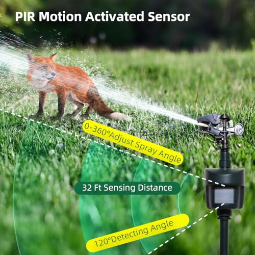 Motion Activated Sprinkler Day/Night Detection Modes Repellent Detector - size: New 1 unit[no solar panel]