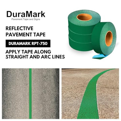 DuraMark RPT-750 Reflective Pavement Marking Tape, Green, 2 in x 18 ft - color: Green, size: 2 Inch x 18 Ft