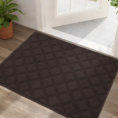 BEQHAUSE Dirt Trapper Door Mat 24" x 36" Non-Slip Washable, Brown - color: Brown, size: 24" X 36" (Rectangular)