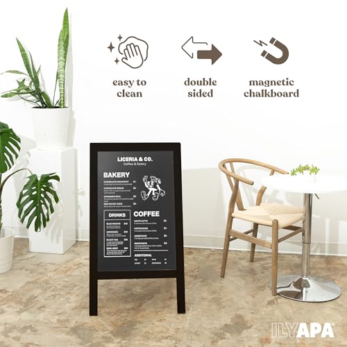 Ilyapa A Frame Chalk Board Easel Sign 40x20 in - Sandwich Signs Outdoor - color: Black