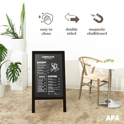 Ilyapa A Frame Chalk Board Easel Sign 40x20 in - Sandwich Signs Outdoor - color: Black