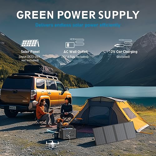 600W Portable Power Station, 296Wh Lithium Solar Generator for Camping - color: Black Blue White