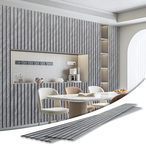 Art3d Six-Grid Design Slim Slat Wall Panel, 104 x 12 Inch, 4-Pack, Granite - color: Six-Grid Granite