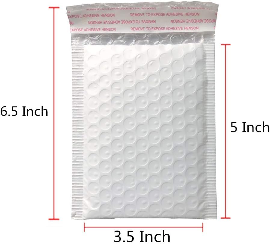 3.5x5 Inch White Poly Bubble Mailers, Small Padded Envelopes, 200 Pack - size: 3.5x5 Inch