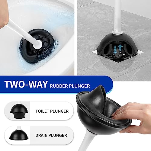 MR.SIGA Toilet Plunger and Brush with Holder for Toilet Cleaning, White - color: White