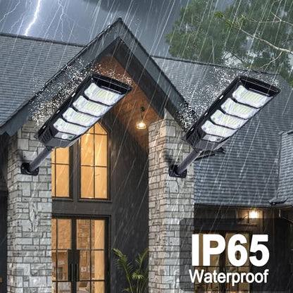 FOWSEEK Solar Lights Outdoor Waterproof, 2 Pack Solar Street Lights 12000 Lumen with Motion Sensor, Flood Security Light with Remote Control Dusk to Dawn Commercial Lighting for Yard Path 192LED - size: 196LED 2Pack