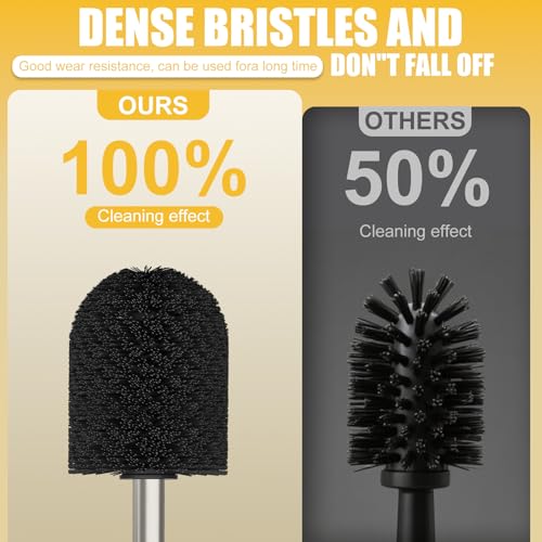 BESy Toilet Brush and Holder, Toilet Cleaner Bowl Set with Two Brush with Extra Long Handle, Durable Bristles Toilet Scrubber and Covered Holder, Drip-Proof Stainless Steel Brushed Nickel - color: Brushed Nickel