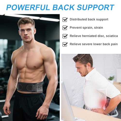 Back Brace for Lower Back Pain Relief, Lumbar Support Belt for Men&Women - color: Black 2