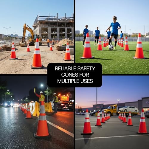 Brimar 28 Inch Traffic Cones 6 Pack, Orange PVC Safety Cones, 3M Reflective - size: 6 Pack