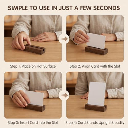4 Pcs Wooden Place Card Holder - color: Black