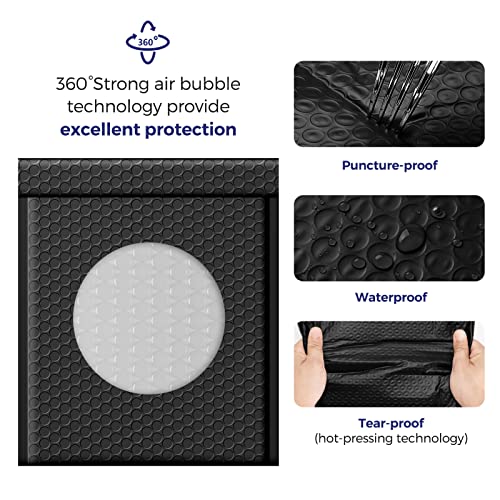 Fuxury Black Bubble Mailers 8.5x12" Padded Envelopes 500 Pack Usable 8.5x11 - color: Black, size: 8.5x12" 500PC