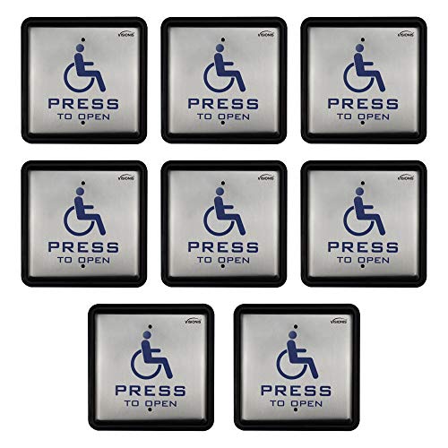 Visionis VIS-7039 Handicap Push to Exit Button, Steel, Back Box, 8 Pack - size: Pack of 8