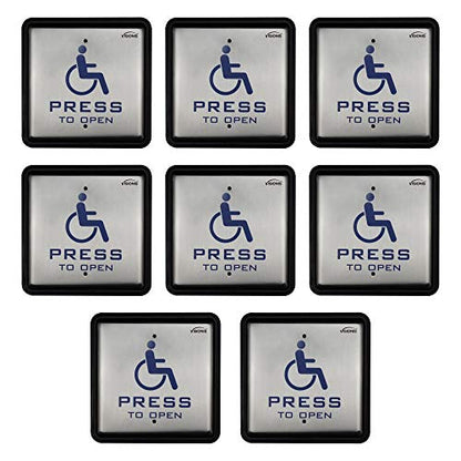 Visionis VIS-7039 Handicap Push to Exit Button, Steel, Back Box, 8 Pack - size: Pack of 8