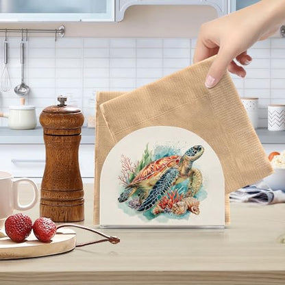 Watecolor Turtle Napkin Holder for Table Acrylic Tissue Dispenser - color: Beautiful Sea Turtle