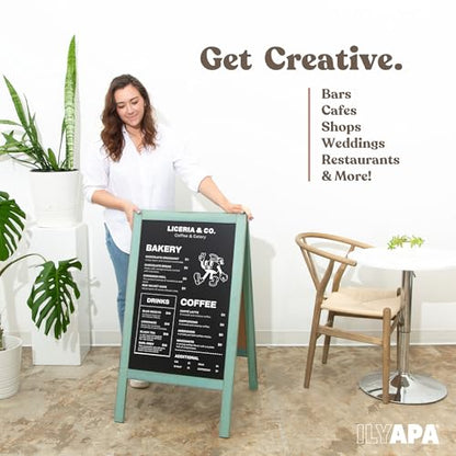 Ilyapa A Frame Chalk Board Easel Sign 40x20 in - Sandwich Signs Outdoor - color: Turquoise
